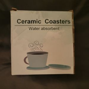 Water absorbent stone coaster set